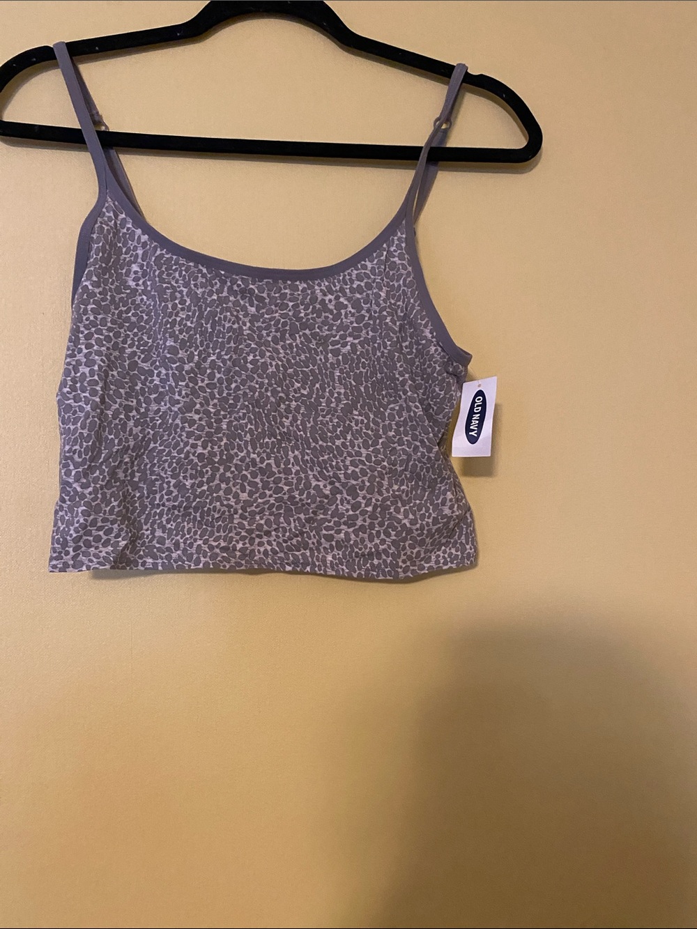Old Navy Gray Leopard-Print Cropped Cami